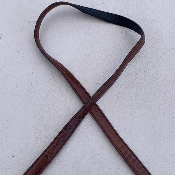 Brighton Vintage Croc Embossed Brown Leather Shoulder Bag - Picture 13 of 14